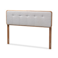 Baxton Studio MG3000PC-Light Grey/Ash Walnut-HB-Full Palina Mid-Century Modern Light Grey Fabric Upholstered Walnut Brown Finished Wood Full Size Headboard